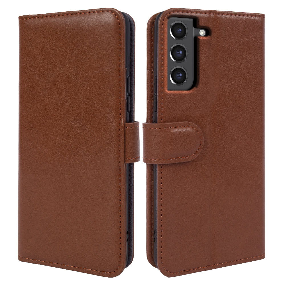 For Samsung Galaxy S21 FE 5G Waxy Texture Phone Wallet Case Stand Genuine Cow Leather Phone Cover For Samsung Galaxy S21 FE 5G Waxy Texture Phone Wallet Case Stand Genuine Cow Leather Phone Cover